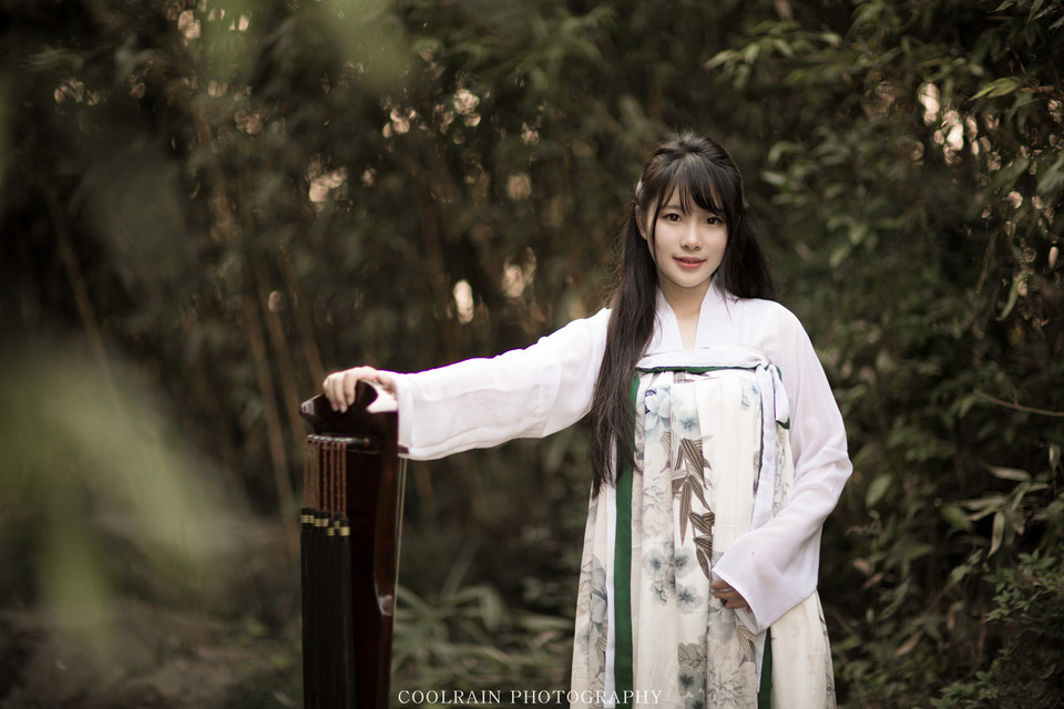 古筝女子户外清纯唯美图  第6张